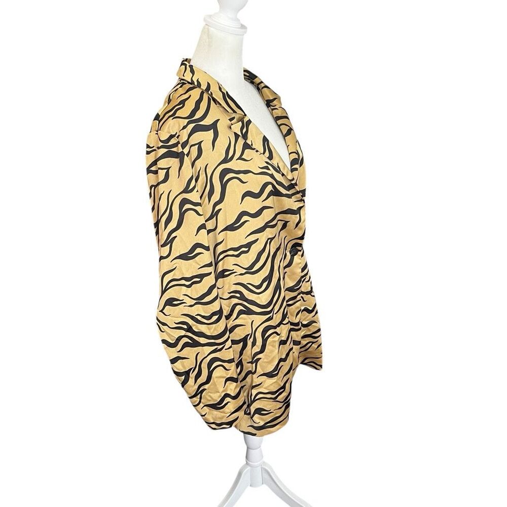 Scotch & Soda Amsterdam Animal Print Satin Blazer Gold Black Size L - Picture 3 of 10